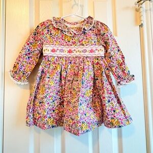 Floral Smocked Long Sleeve Baby Dress